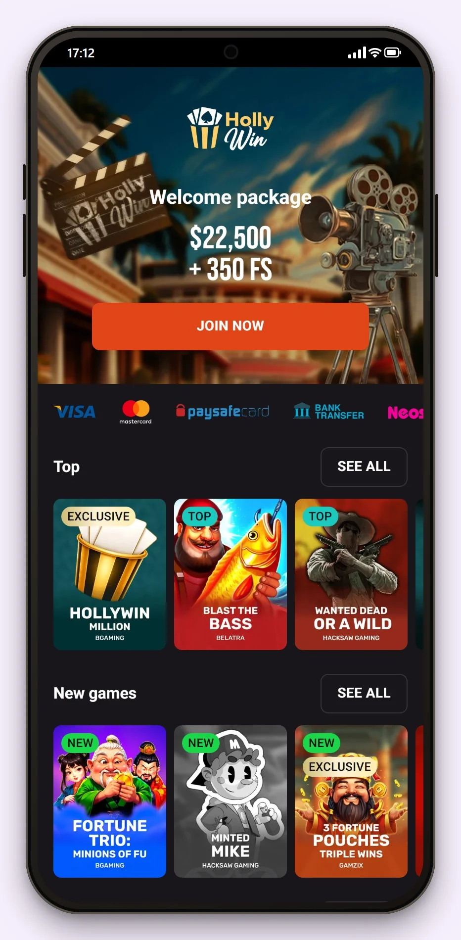 revolut casino australia: the Hollywin casino lobby