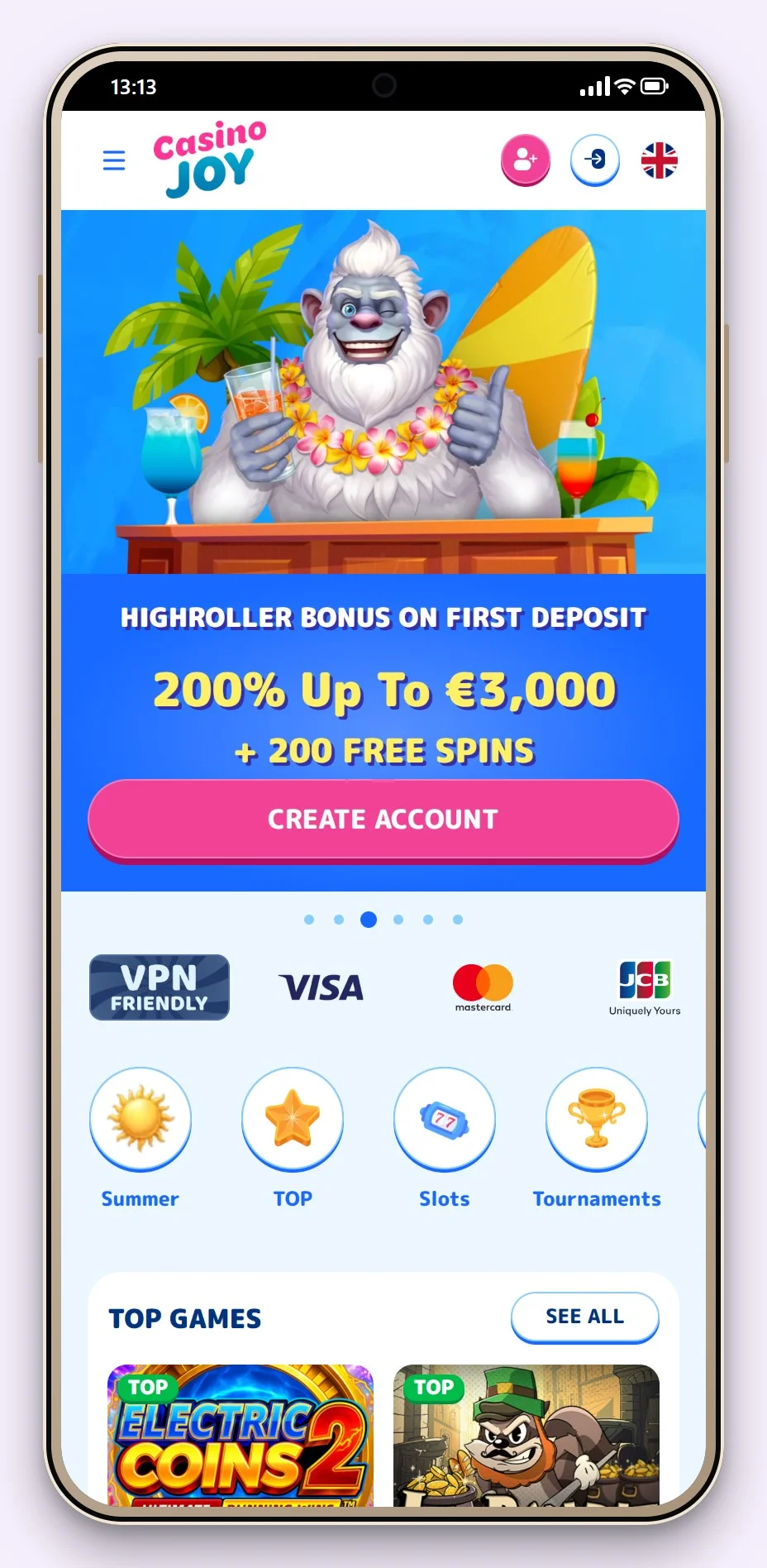 casino revolut: the Casino Joy casino lobby