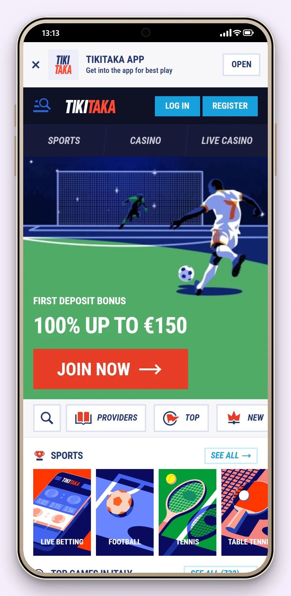 revolut online casino: the TikiTaka homepage