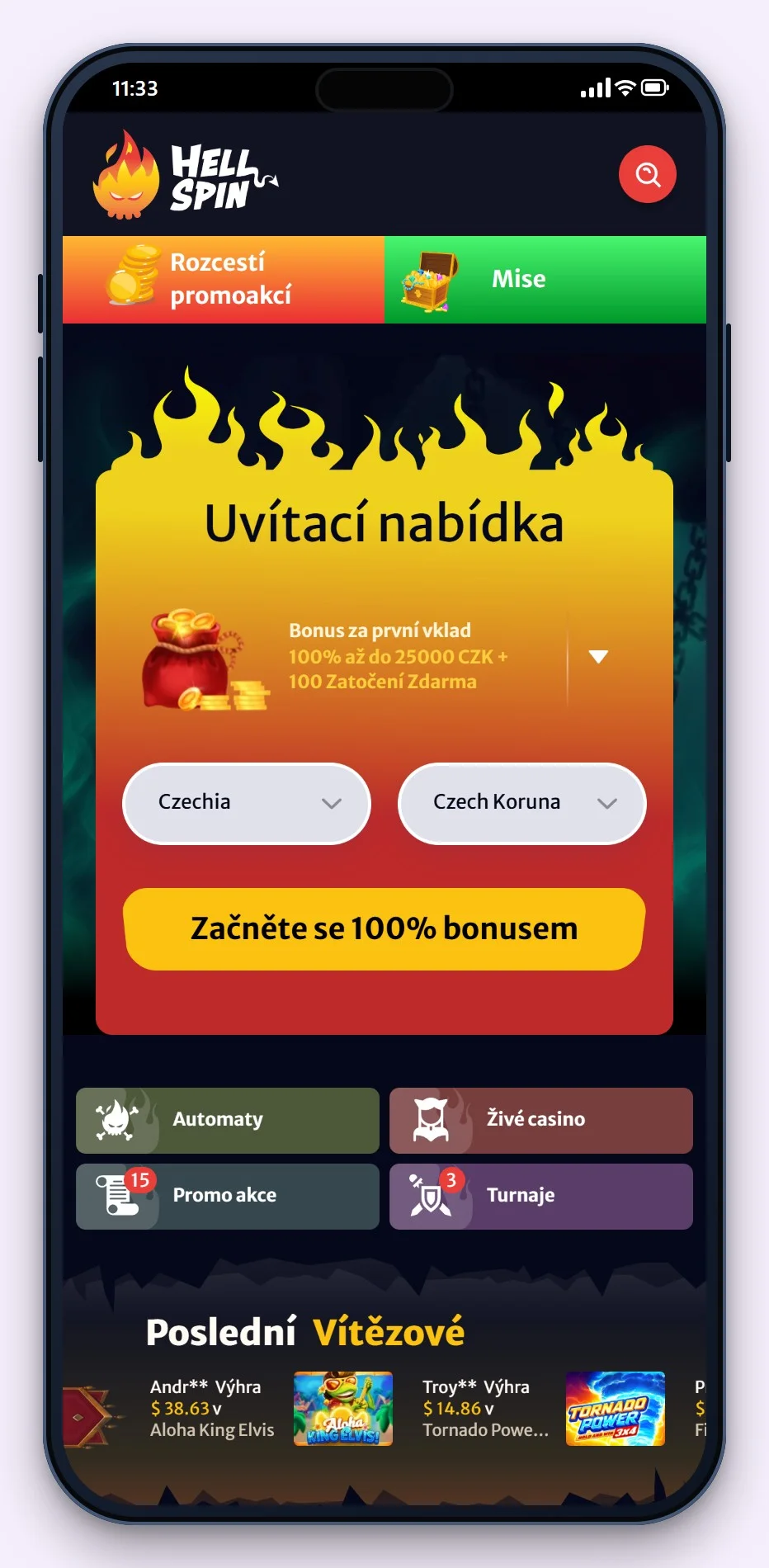 revolut casino: úvodní stránka kasina HellSpin
