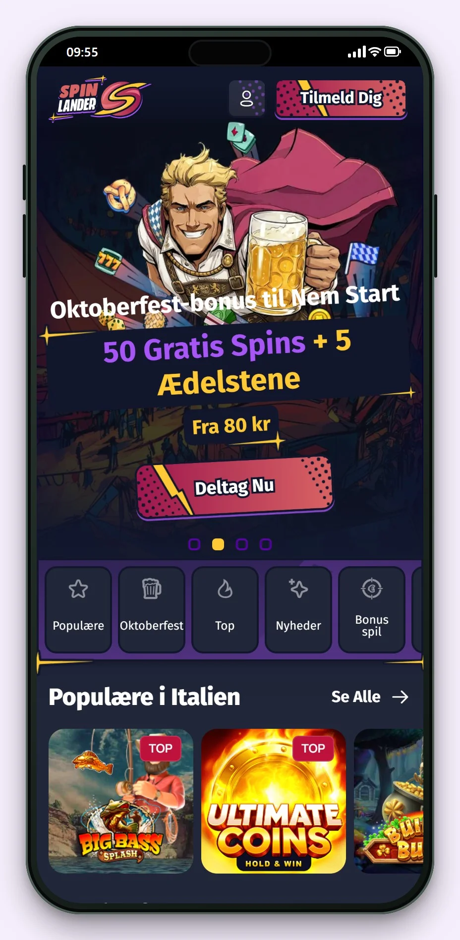 casino med revolut: lobbyen hos SpinLander