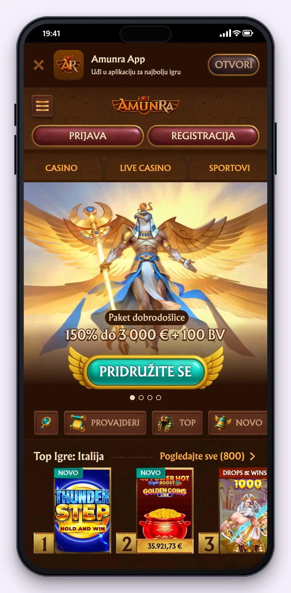 casino revolut: početna stranica casina AmunRa