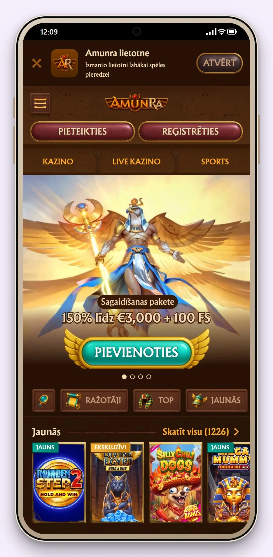 revolut casino: kazino AmunRa sākumlapa