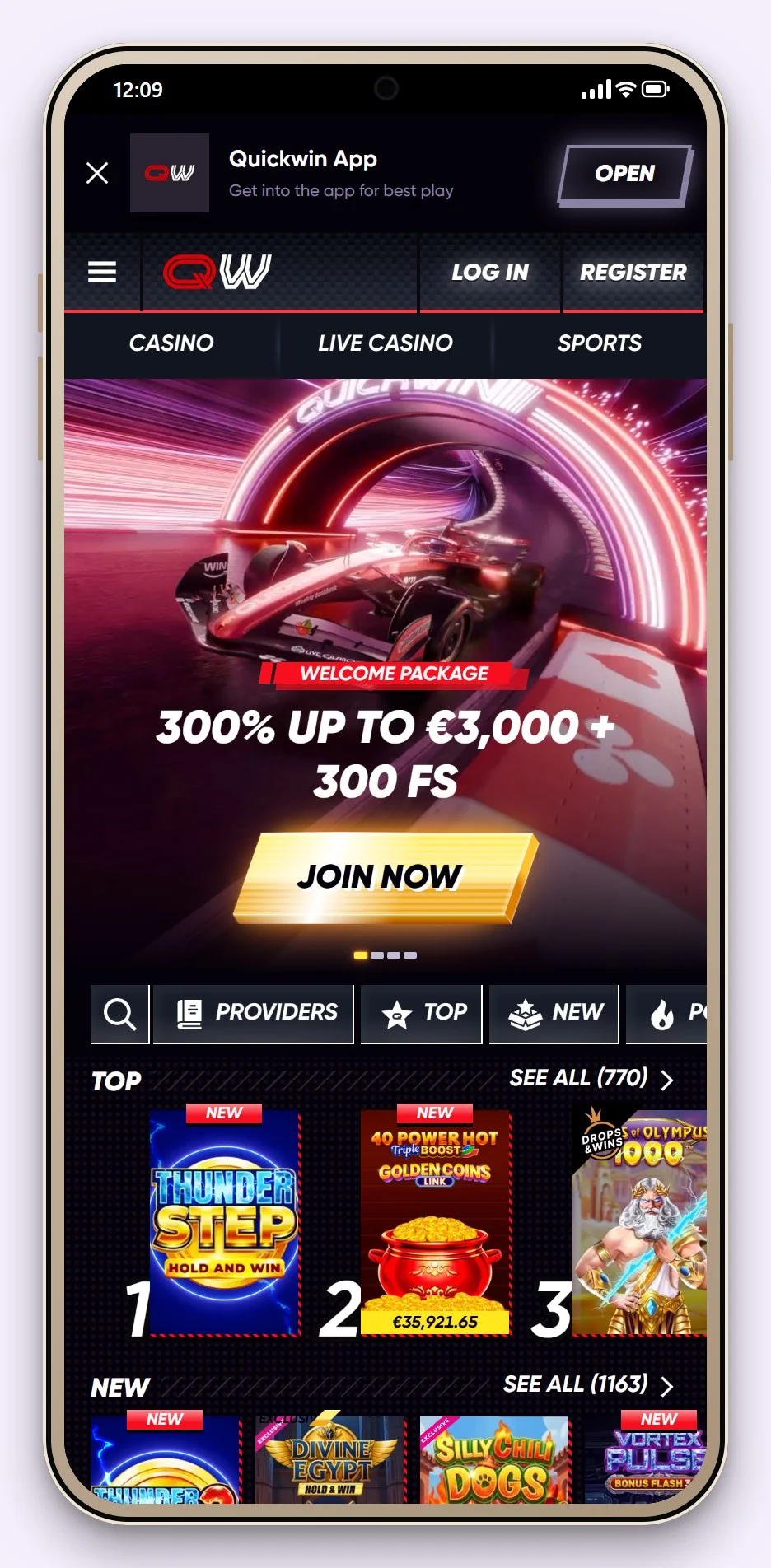 kazino ar revolut: kazino QuickWin sākumlapa