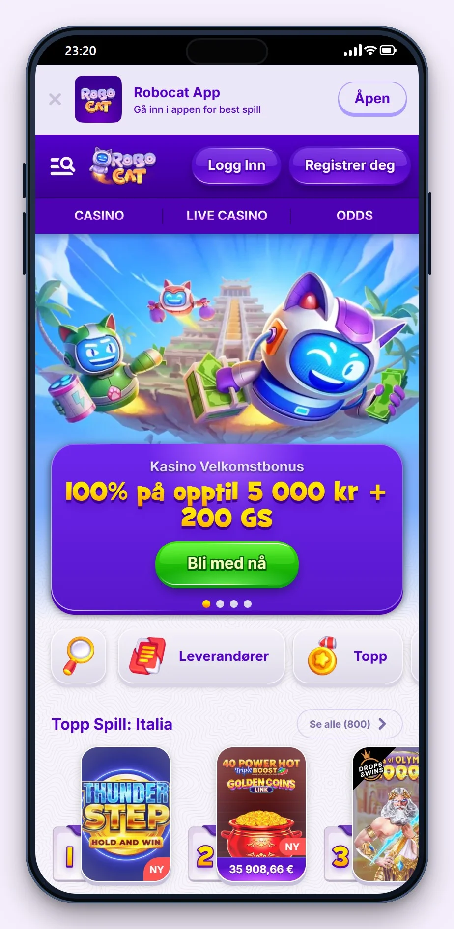 revolut casino norge: lobbyen hos RoboCat