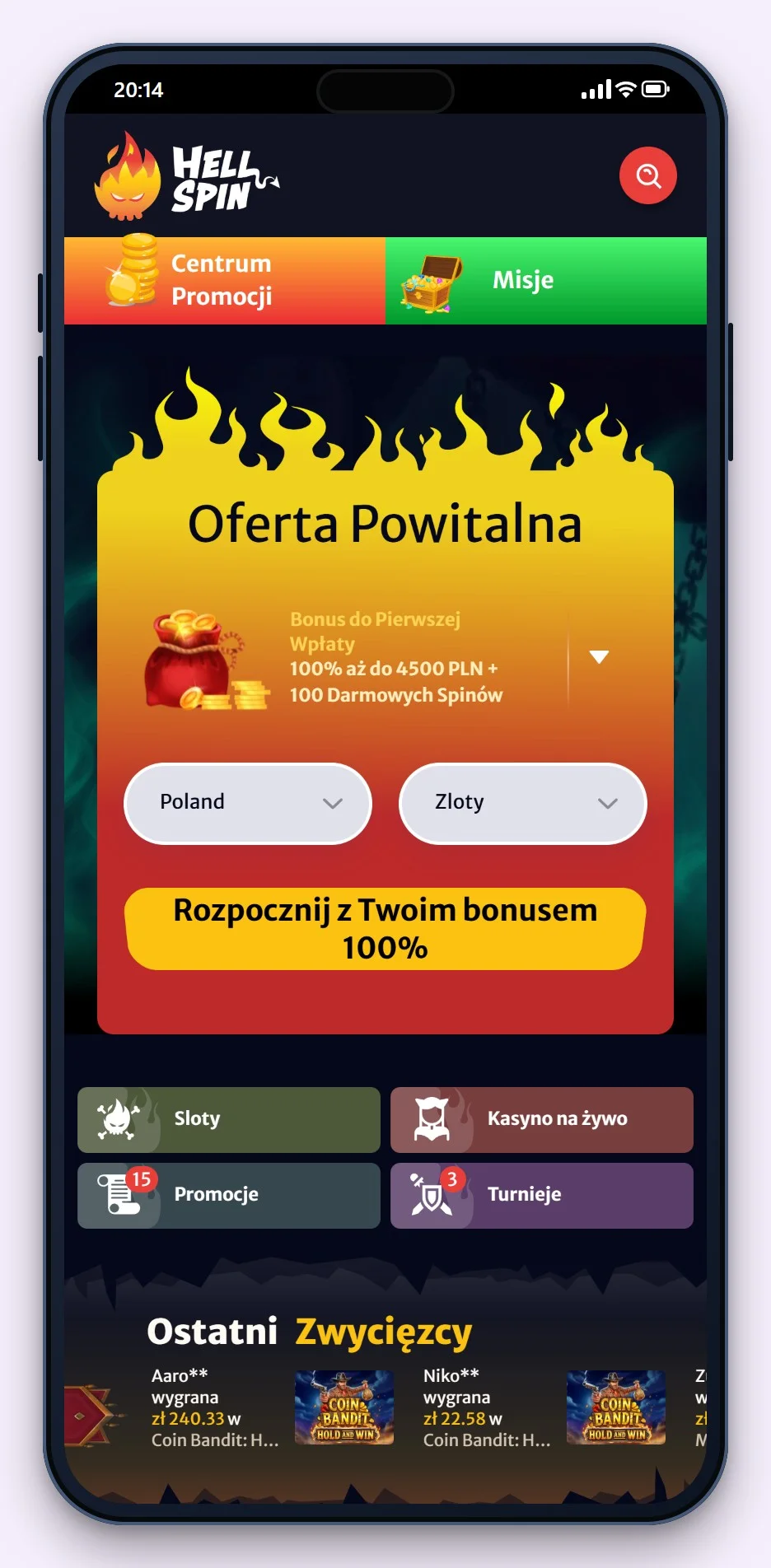 kasyno online revolut: lobby kasyna HellSpin