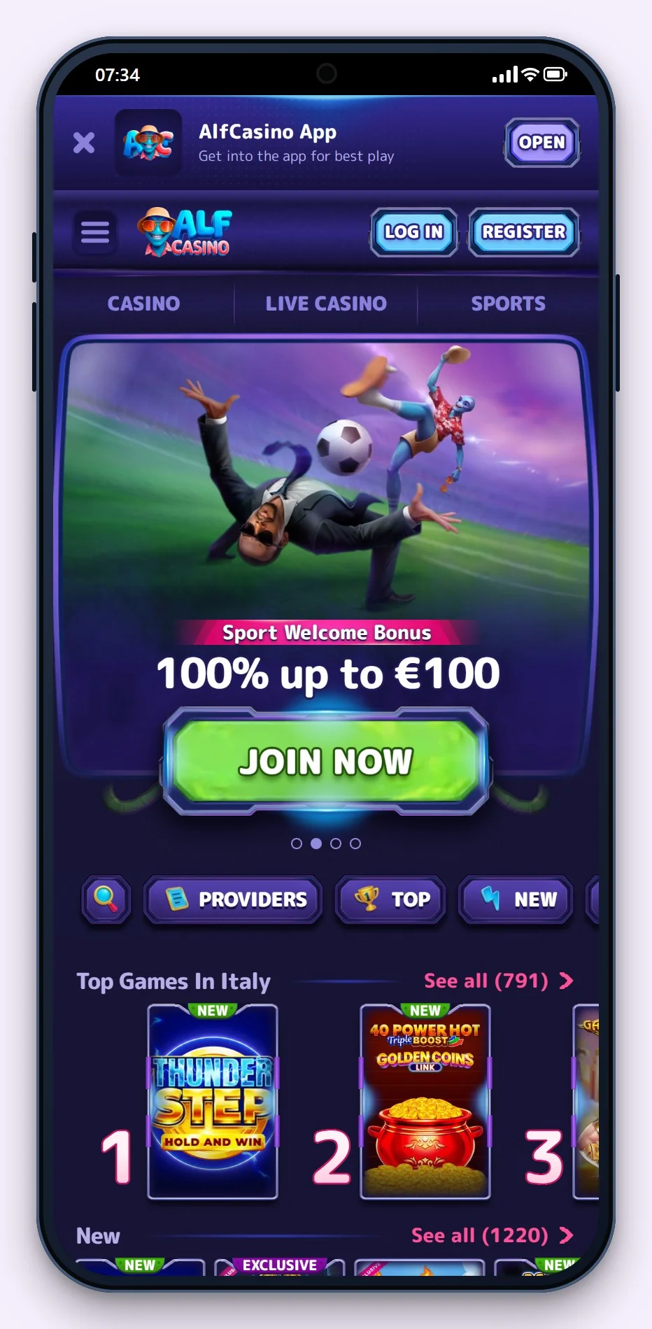 casino med revolut: startsidan på casinot Alf Casino