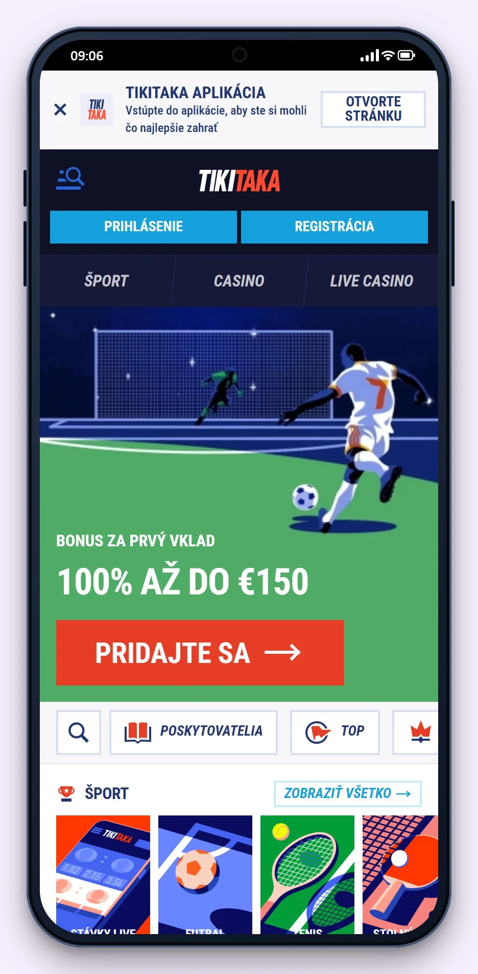 casino revolut: úvodná stránka kasína TikiTaka